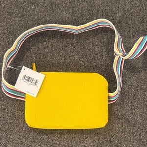 Sunny Yellow Belt Bag with Rainbow Strap